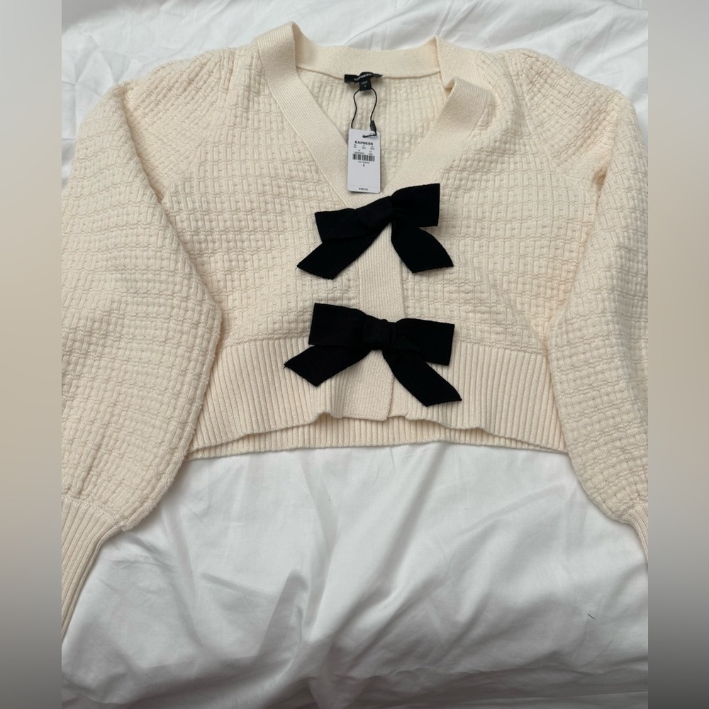 Express Bow V-Neck Cardigan